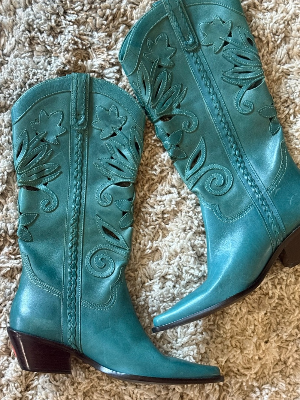 Matisse Teal Cutout Leather Cowboy Boots 6